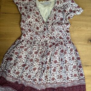 Christy Dawn Burgundy and White Floral Mini Dress